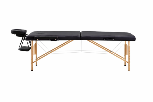 Table de massage pliante 2 zones en bois réglable avec appuie-tête – Calmorya Signature Core