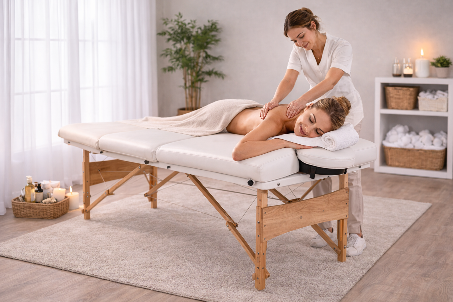 Table de massage pliante 4 zones réglable avec appuie-tête – Calmorya Signature Elite